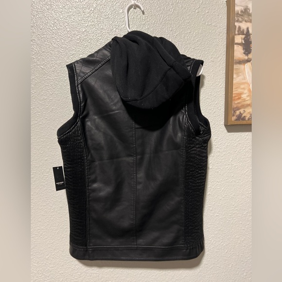 Fried-Denim Est.2015 NYC Men's Faux Leather Black Vest Hoodie Size L New - Picture 12 of 12